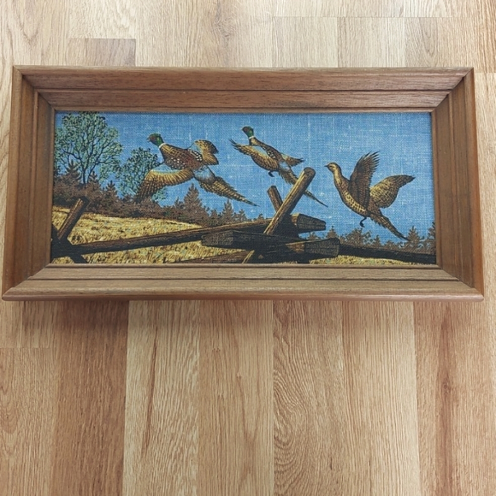 MCM Kay-Dee Handprinted linen wall art, birds in flight